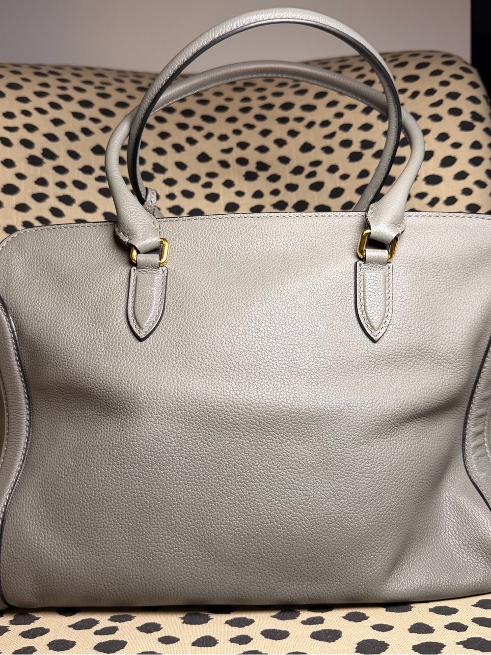 Alexander McQueen Dark Grey Leather Tote with Gold Skull Charm Padlock - Picture 5 of 12